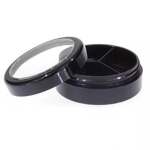 Pot cosmétique noir 3 compartiments 10 ml