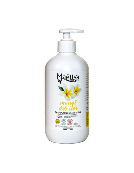 Shampooing Certifié Monoï Bio Maëllya Naturel Sans Sulfate Economique